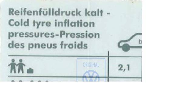 Identification plate for VW Golf Mk4, Bora