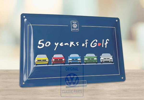 50 years of Golf tin sign