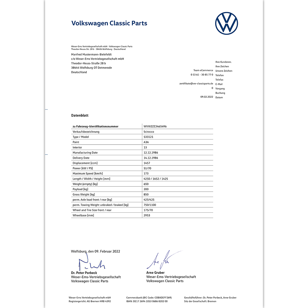 Ersatzteil-Shop  Volkswagen Classic Parts